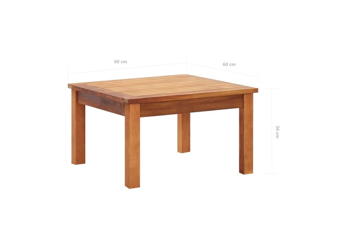 Puutarhan sohvapöytä 60x60x36 cm täysi akaasiapuu - Ruskea - Sohvapöytä