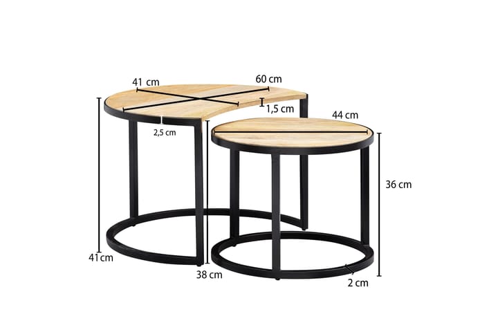 Sarjapöytä Clanton 60 cm Pyöreä - Ruskea/Musta - Huonekalut - Pöytä & ruokailuryhmä - Sohvapöytä