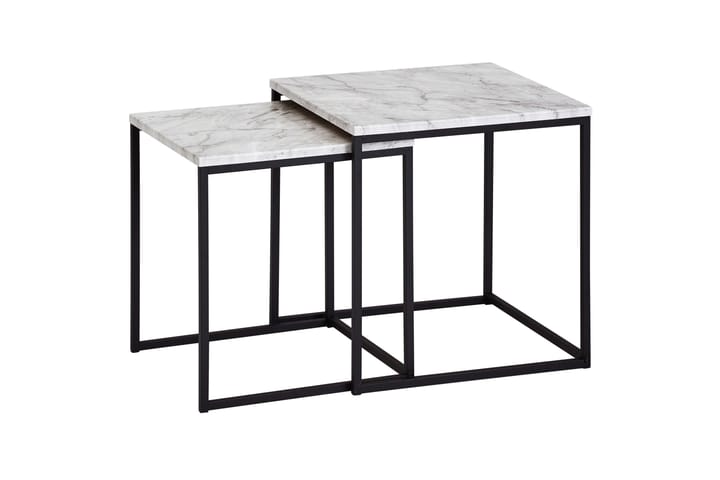 Sarjapöytä Gereline 40 cm Marmorikuvio 2 pöytää - Valkoinen/Musta - Marmoripöydät - Sohvapöytä - Peilipöytä - Kokoontaitettavat pöydät - Sarjapöytä