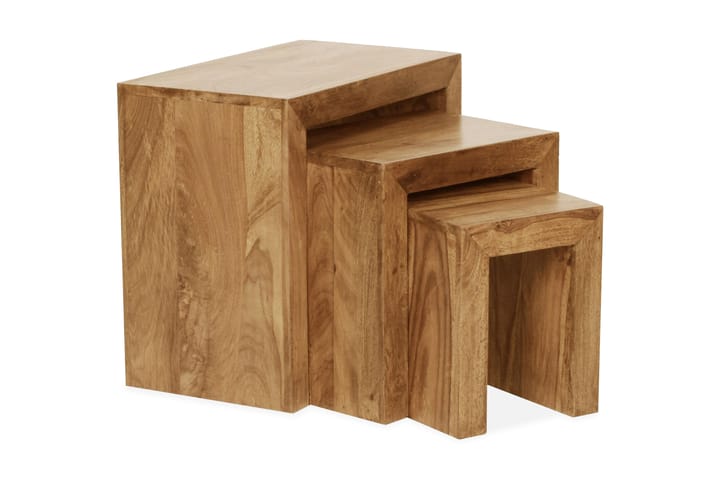 Sarjapöytä Musall 45 cm 3 pöytää - Akaasia - Marmoripöydät - Sohvapöytä - Peilipöytä - Kokoontaitettavat pöydät - Sarjapöytä