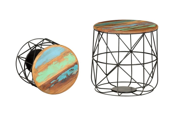 Sohvapöydät 2 kpl täysi kierrätetty puu - Monivärinen - Huonekalut - Pöytä & ruokailuryhmä - Sohvapöytä
