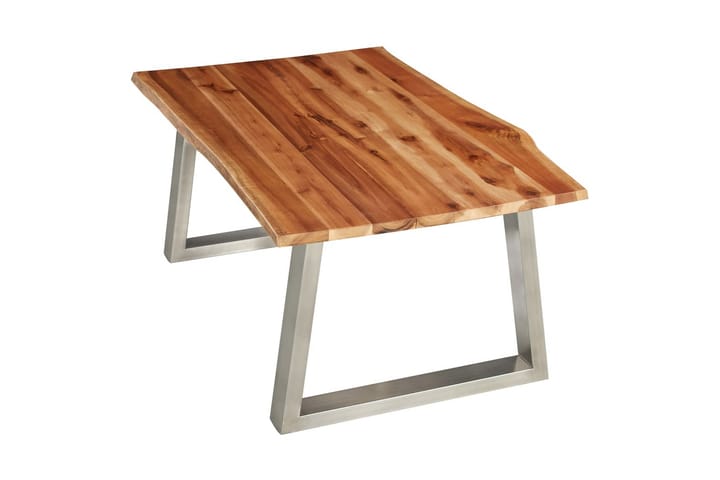 Sohvapöytä 100x60x40cm täysi akaasiapuu & ruostumaton teräs - Ruskea - Sohvap�öytä