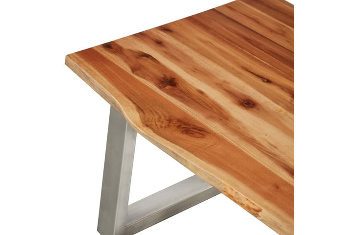 Sohvapöytä 100x60x40cm täysi akaasiapuu & ruostumaton teräs - Ruskea - Sohvapöytä
