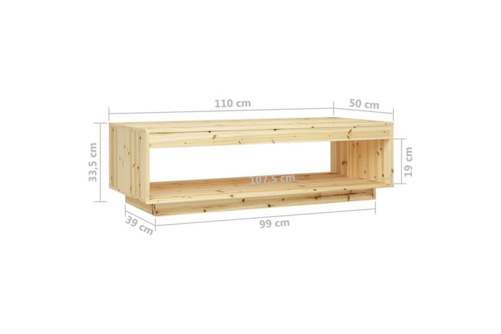 Sohvapöytä 110x50x33,5 cm täysi kuusi - Huonekalut - Pöytä & ruokailuryhmä - Sohvapöytä