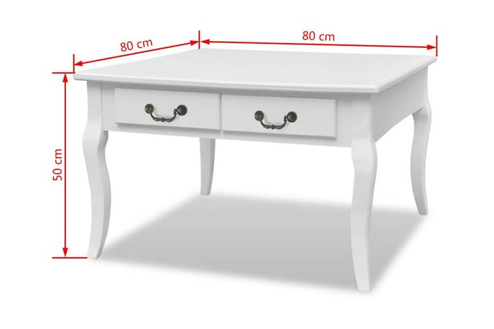 Sohvapöytä 4 vetolaatikolla & kaarevilla jaloilla Valkoinen - Valkoinen - Huonekalut - Pöytä & ruokailuryhmä - Sohvapöytä