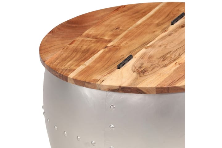 Sohvapöytä 53x43 cm täysi akaasiapuu - Valkoinen - Sohvapöytä
