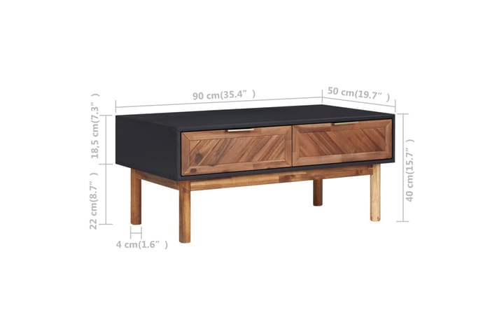 Sohvapöytä 90x50x40 cm Akaasia/MDF - Ruskea - Huonekalut - Pöytä & ruokailuryhmä - Sohvapöytä