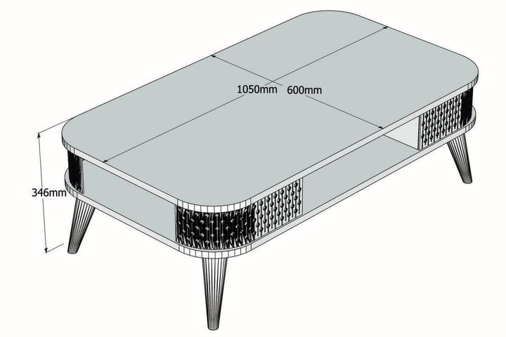 Sohvapöytä Amtorp 105 cm Säilytys Hylly Pyöristetyt kulmat - Valkoinen/Ruskea/Tammi - Huonekalut - Pöytä & ruokailuryhmä - Sohvapöytä