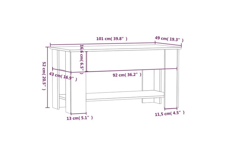 Sohvapöytä betoninharmaa 101x49x52 cm tekninen puu - Harmaa - Huonekalut - Pöytä & ruokailuryhmä - Sohvapöytä