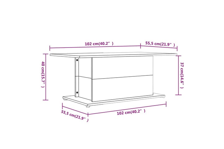 Sohvapöytä betoninharmaa 102x55,5x40 cm lastulevy - Harmaa - Huonekalut - Pöytä & ruokailuryhmä - Sohvapöytä