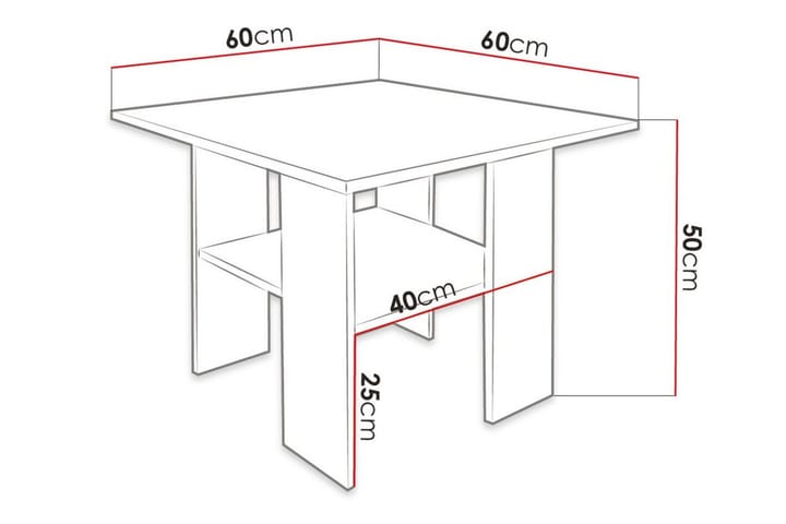 Sohvapöytä Carnew 60 cm - Valkoinen - Huonekalut - Pöytä & ruokailuryhmä - Sohvapöytä