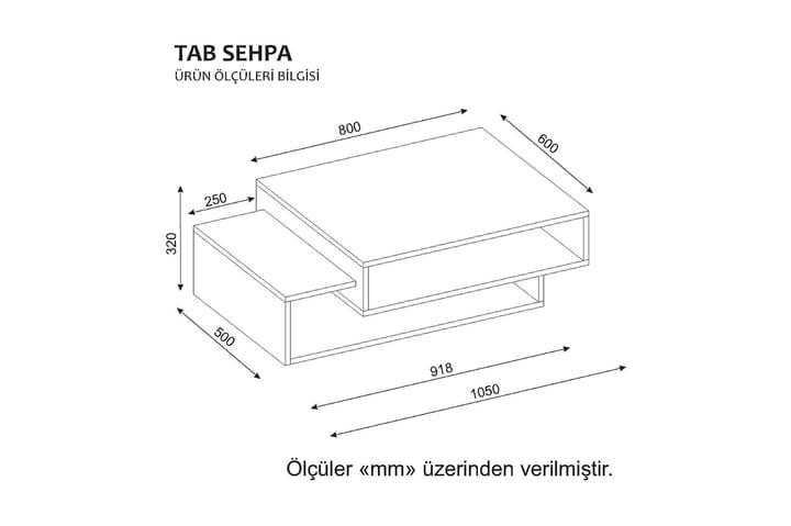 Sohvapöytä Cathi 105 cm Säilytyksellä Hyllyt - Valkoinen/Pähkinänruskea - Huonekalut - Pöytä & ruokailuryhmä - Sohvapöytä