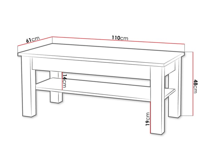 Sohvapöytä Cezac 110 cm Säilytyksellä Hylly - Beige/Harmaa - Huonekalut - Pöytä & ruokailuryhmä - Sohvapöytä