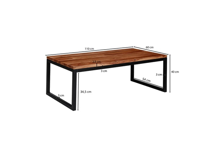 Sohvapöytä Clanton 110 cm - Tiikki/Musta - Huonekalut - Pöytä & ruokailuryhmä - Sohvapöytä