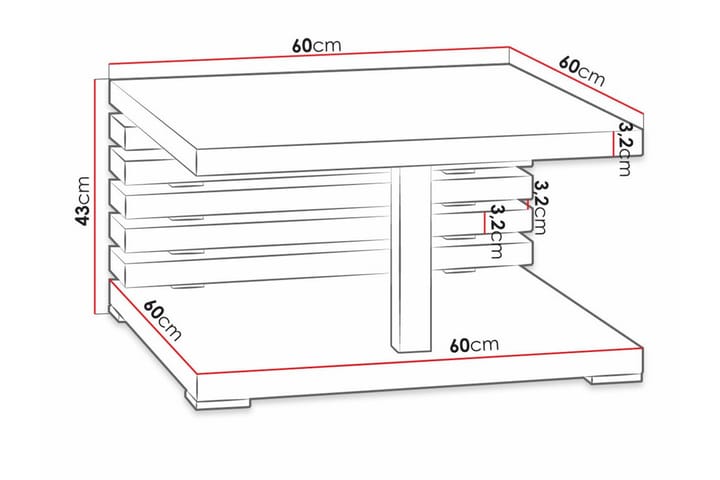 Sohvapöytä Denogal 60 cm - Ruskea - Huonekalut - Pöytä & ruokailuryhmä - Sohvapöytä