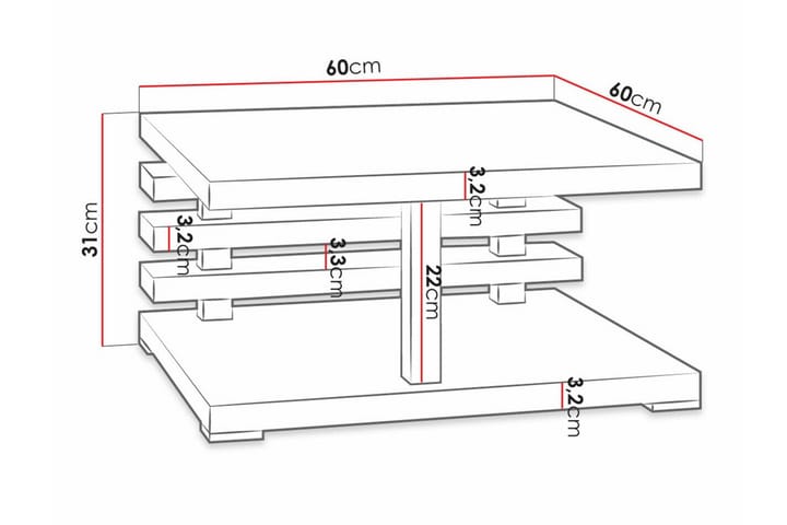 Sohvapöytä Denogal 60 cm - Ruskea - Huonekalut - Pöytä & ruokailuryhmä - Sohvapöytä