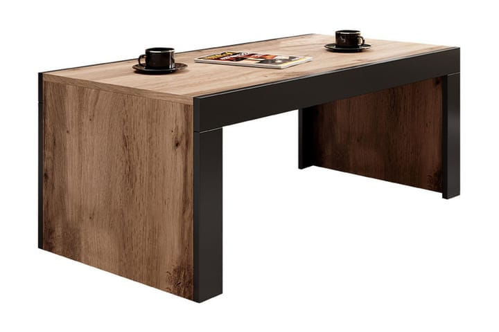 Sohvapöytä Geitonia 120 cm - Luonnonväri/Musta - Sohvapöytä säilytystilalla - Sohvapöytä - Peilipöytä - Säädettävä sohvapöytä - Kokoontaitettavat pöydät - Marmoripöydät - Sohvapöytä renkailla
