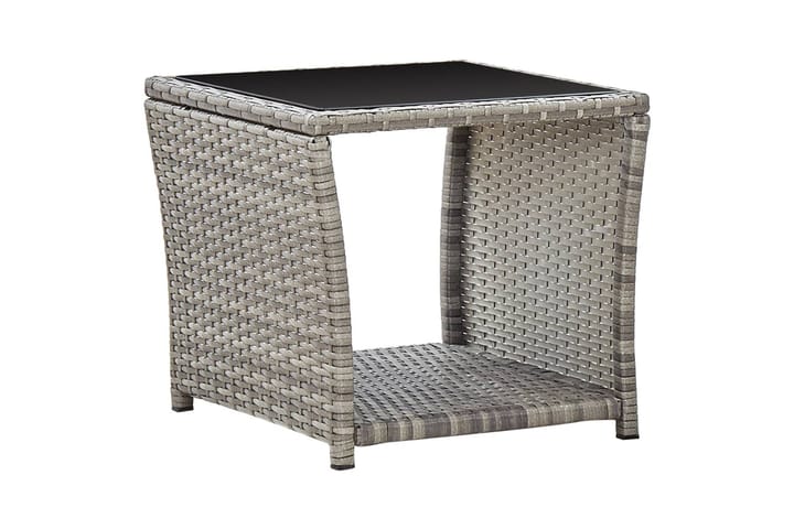 Sohvapöytä harmaa 45x45x40 cm polyrottinki ja lasi - Harmaa - Sohvapöytä