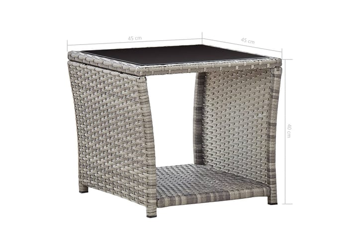 Sohvapöytä harmaa 45x45x40 cm polyrottinki ja lasi - Harmaa - Sohvapöytä