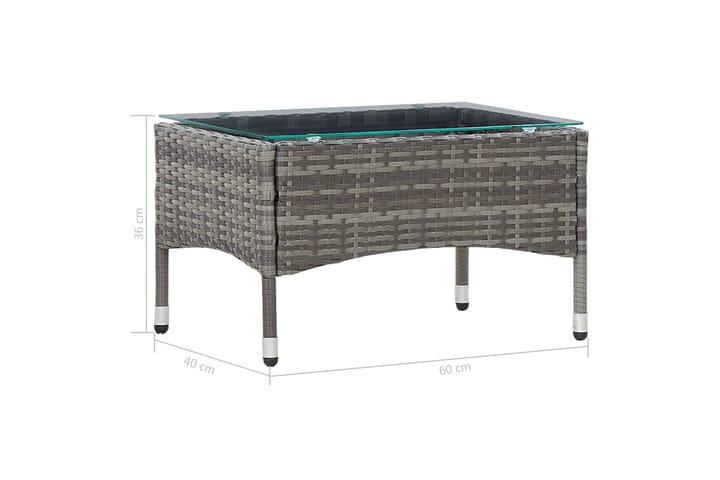 Sohvapöytä harmaa 60x40x36 cm polyrottinki - Harmaa - Sohvapöytä