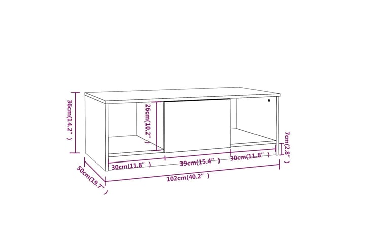 Sohvapöytä harmaa Sonoma 102x50x36 cm tekninen puu - Harmaa - Huonekalut - Pöytä & ruokailuryhmä - Sohvapöytä