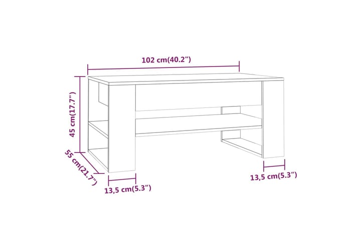 Sohvapöytä harmaa Sonoma 102x55x45 cm tekninen puu - Harmaa - Huonekalut - Pöytä & ruokailuryhmä - Sohvapöytä