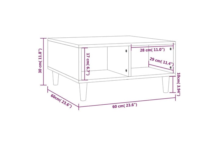 Sohvapöytä harmaa Sonoma 60x60x30 cm lastulevy - Harmaa - Huonekalut - Pöytä & ruokailuryhmä - Sohvapöytä