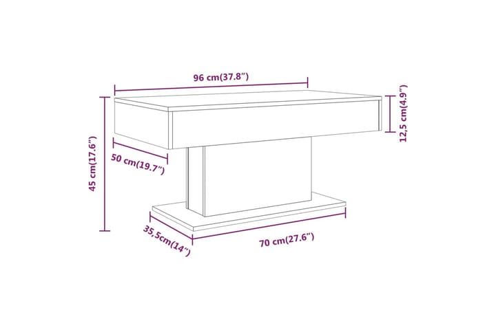 Sohvapöytä harmaa Sonoma 96x50x45 cm tekninen puu - Harmaa - Huonekalut - Pöytä & ruokailuryhmä - Sohvapöytä