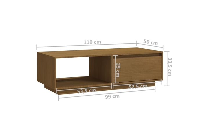 Sohvapöytä hunajanruskea 110x50x33,5 cm täysi mänty - Ruskea - Huonekalut - Pöytä & ruokailuryhmä - Sohvapöytä