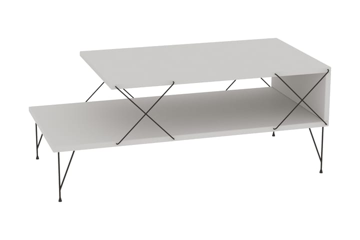 Sohvapöytä Jaennis 100 cm - Valkoinen/Musta - Sohvapöytä säilytystilalla - Sohvapöytä - Peilipöytä - Säädettävä sohvapöytä - Kokoontaitettavat pöydät - Marmoripöydät - Sohvapöytä renkailla