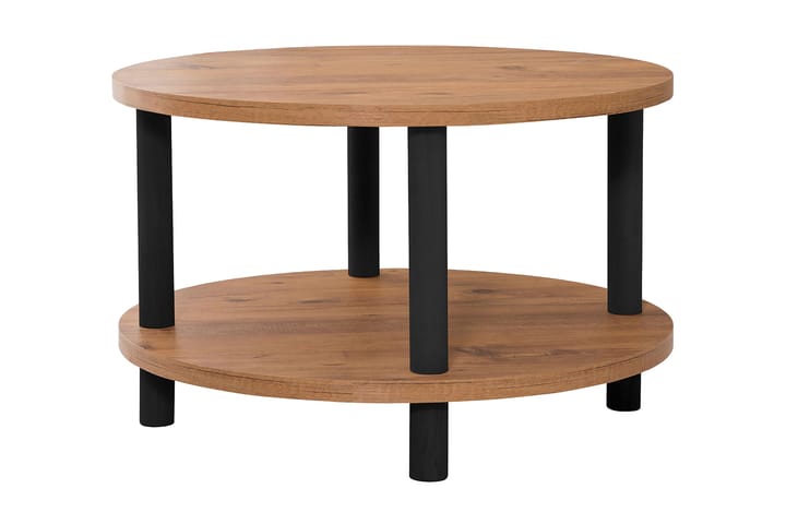 Sohvapöytä Jamal 70x43,7x70 cm Pyöreä - Ruskea/Musta - Sohvapöytä säilytystilalla - Sohvapöytä - Peilipöytä - Säädettävä sohvapöytä - Kokoontaitettavat pöydät - Marmoripöydät - Sohvapöytä renkailla
