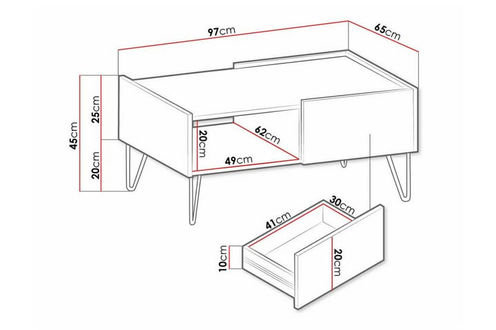 Sohvapöytä Klinkerville 65 cm - Grafiitti - Huonekalut - Pöytä & ruokailuryhmä - Sohvapöytä