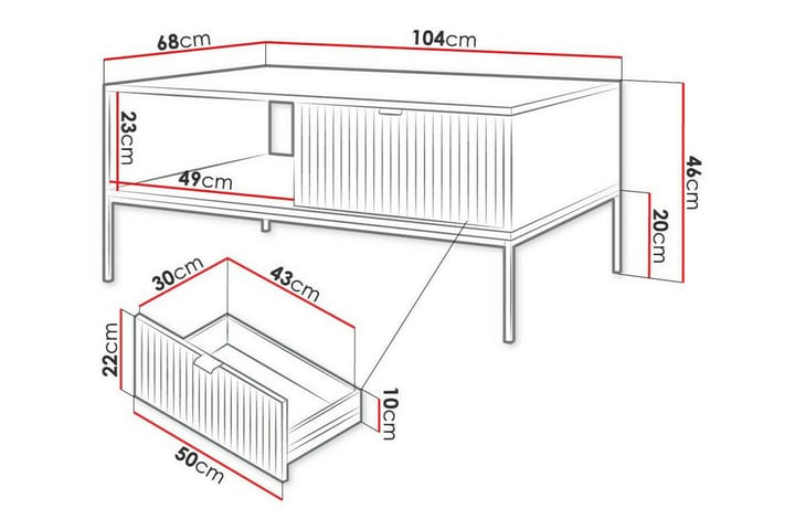 Sohvapöytä Klinkerville 68 cm - Valkoinen - Huonekalut - Pöytä & ruokailuryhmä - Sohvapöytä