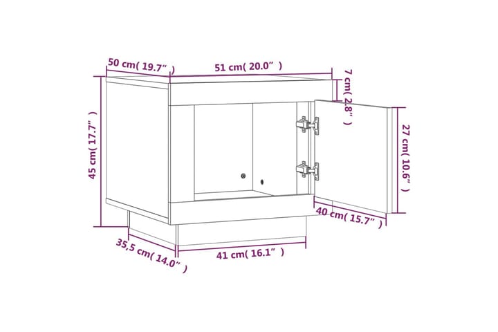 Sohvapöytä korkeakiilto valkoinen 51x50x45 cm tekninen puu - Valkoinen - Sohvapöytä