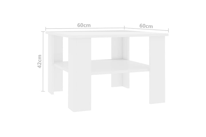 Sohvapöytä korkeakiilto valkoinen 60x60x42 cm lastulevy - Valkoinen - Huonekalut - Pöytä & ruokailuryhmä - Sohvapöytä