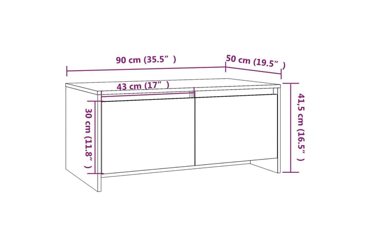 Sohvapöytä korkeakiilto valkoinen 90x50x41,5 cm lastulevy - Valkoinen - Huonekalut - Pöytä & ruokailuryhmä - Sohvapöytä