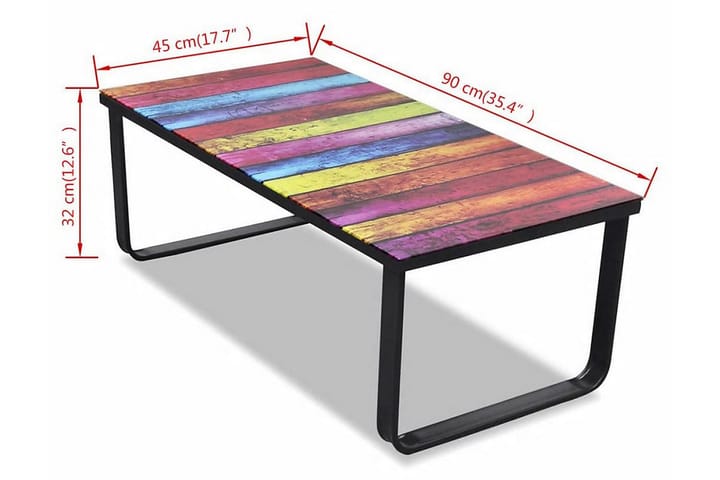Sohvapöytä lasisella pöytälevyllä ja sateenkaaren väreillä - Monivärinen - Huonekalut - Pöytä & ruokailuryhmä - Sohvapöytä