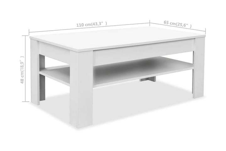 Sohvapöytä Lastulevy 110x65x48 cm Valkoinen - Valkoinen - Huonekalut - Pöytä & ruokailuryhmä - Sohvapöytä