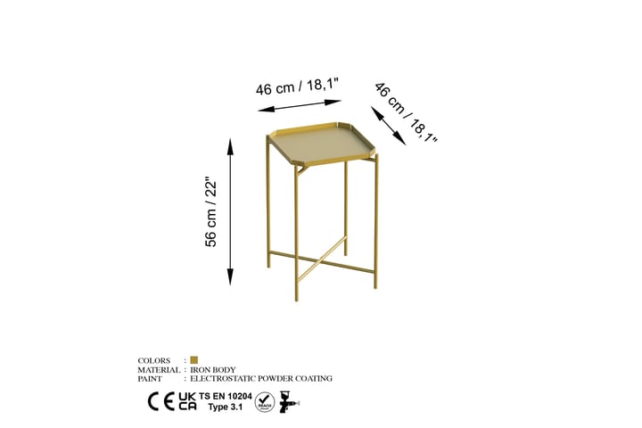 Sohvapöytä Mamta 46 cm - Kulta - Huonekalut - Pöytä & ruokailuryhmä - Sohvapöytä