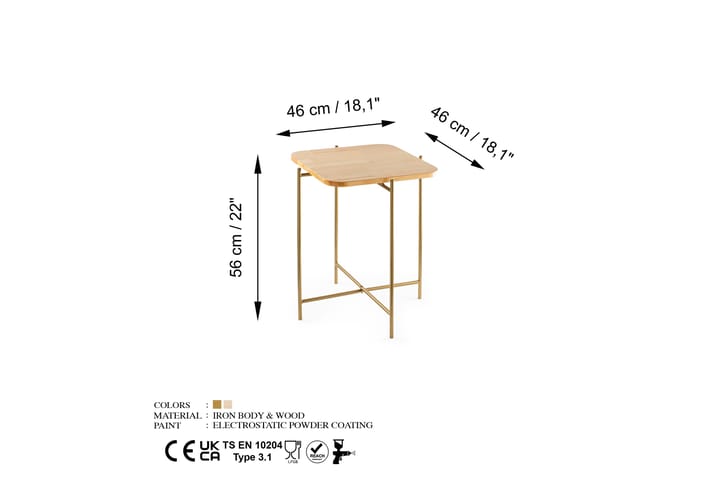 Sohvapöytä Mamta 46 cm - Kulta/Natural - Huonekalut - Pöytä & ruokailuryhmä - Sohvapöytä