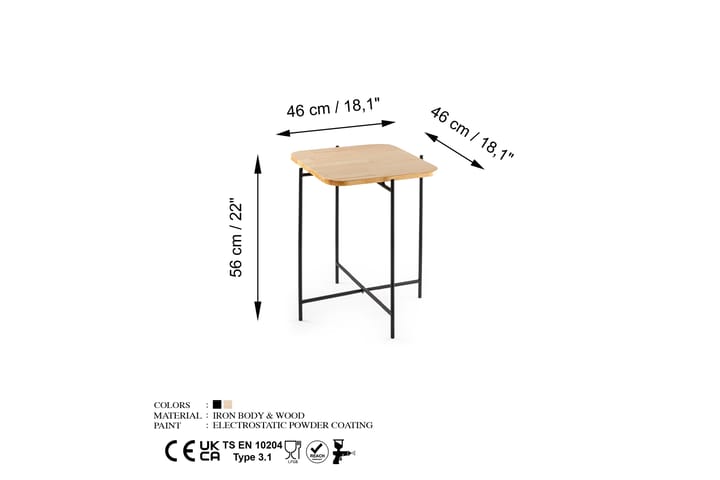 Sohvapöytä Mamta 46 cm - Musta/Natural - Huonekalut - Pöytä & ruokailuryhmä - Sohvapöytä