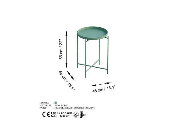 Sohvapöytä Mamta 46 cm - Vihreä - Huonekalut - Pöytä & ruokailuryhmä - Sohvapöytä