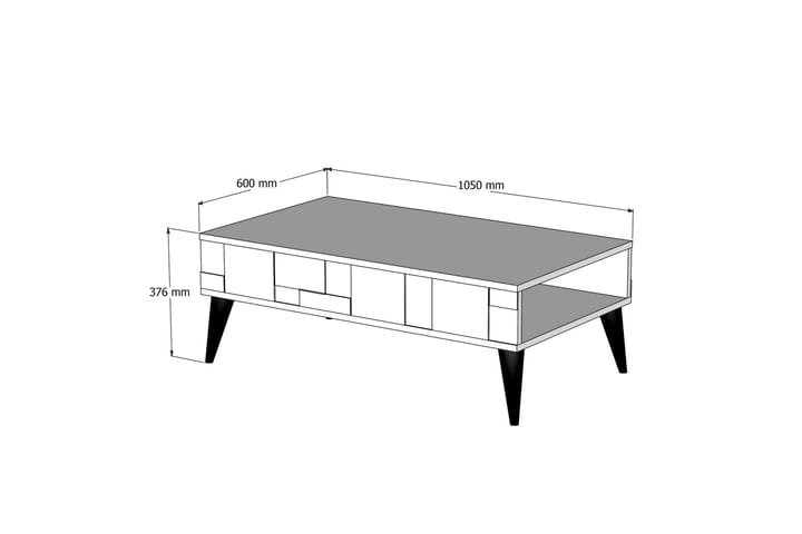 Sohvapöytä Moyano 105 cm - Tummanruskea/Musta - Sohvapöytä säilytystilalla - Sohvapöytä - Peilipöytä - Säädettävä sohvapöytä - Kokoontaitettavat pöydät - Marmoripöydät - Sohvapöytä renkailla