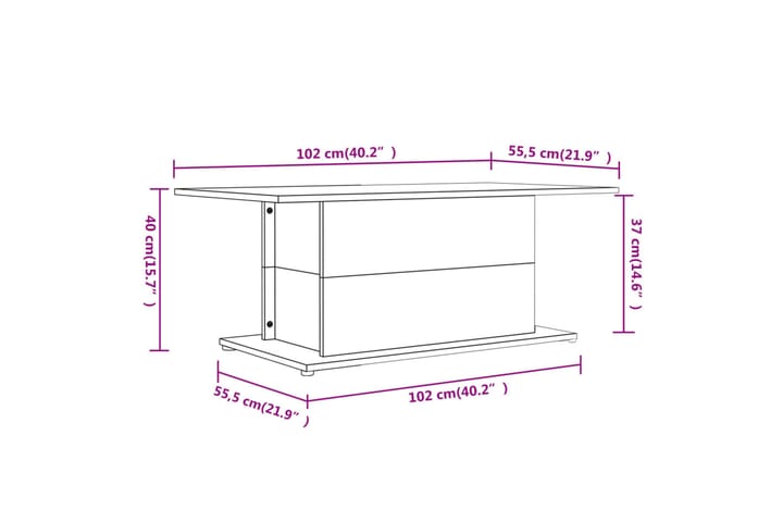 Sohvapöytä musta 102x55,5x40 cm lastulevy - Musta - Huonekalut - Pöytä & ruokailuryhmä - Sohvapöytä