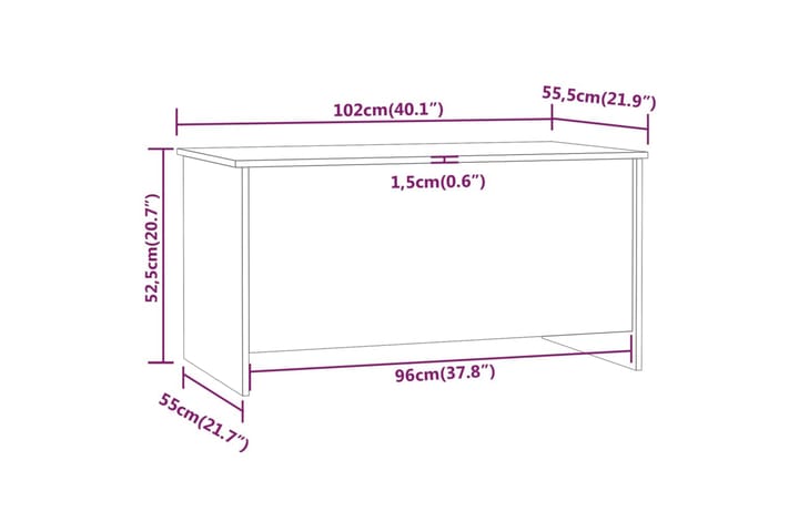 Sohvapöytä musta 102x55,5x52,5 cm tekninen puu - Musta - Huonekalut - Pöytä & ruokailuryhmä - Sohvapöytä