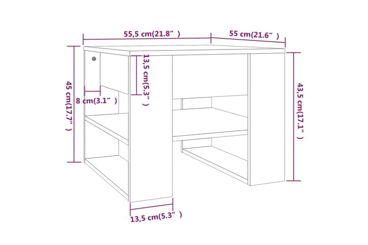 Sohvapöytä musta 55,5x55x45 cm tekninen puu - Musta - Huonekalut - Pöytä & ruokailuryhmä - Sohvapöytä