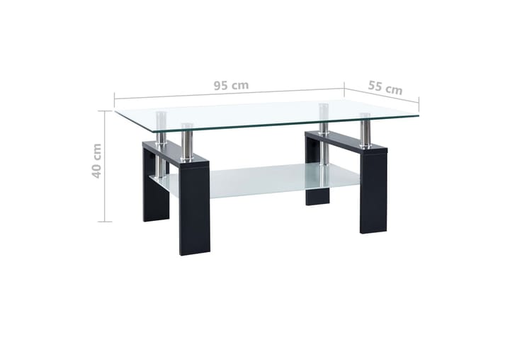 Sohvapöytä musta ja läpinäkyvä 95x55x40 cm karkaistu lasi - Huonekalut - Pöytä & ruokailuryhmä - Sohvapöytä