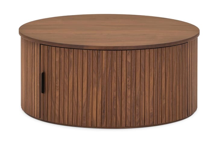 Sohvapöytä Neandir 80 cm Pyöreä Säilytyksellä - Pähkinä - Sohvapöytä säilytystilalla - Sohvapöytä - Peilipöytä - Säädettävä sohvapöytä - Kokoontaitettavat pöydät - Marmoripöydät - Sohvapöytä renkailla