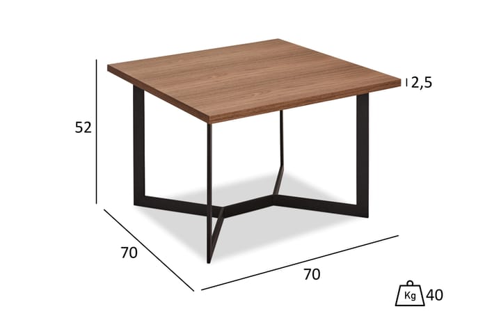 Sohvapöytä Oldington 70 cm - Pähkinänruskea/Musta - Sohvapöytä