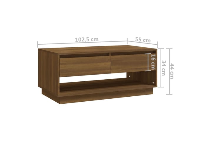 Sohvapöytä ruskea tammi 102,5x55x44 cm lastulevy - Ruskea - Huonekalut - Pöytä & ruokailuryhmä - Sohvapöytä